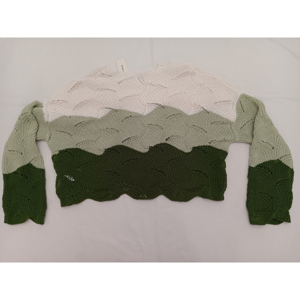 Mi Ami for Francescas Ombre Leaf Knit Crop Sweater Cream Green Size S - Picture 9 of 12